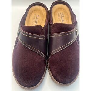 Clarks Caroline Bay Collection Wine (Burgundy) Suede Slip-On Clogs US 5.5